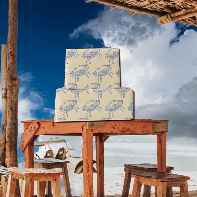 Papier Cadeau crabe bleu vintage no2 (Créateur téléchargé)