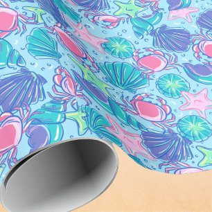 Papier Cadeau Crabe coquille de la plage de Preppal