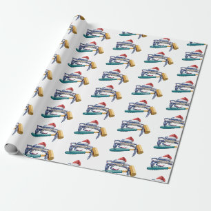 Papier Cadeau Crabe de père Noël avec papier d'emballage de Noël