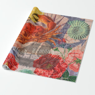 Papier Cadeau Crabe Plage Nautique Art de la mer