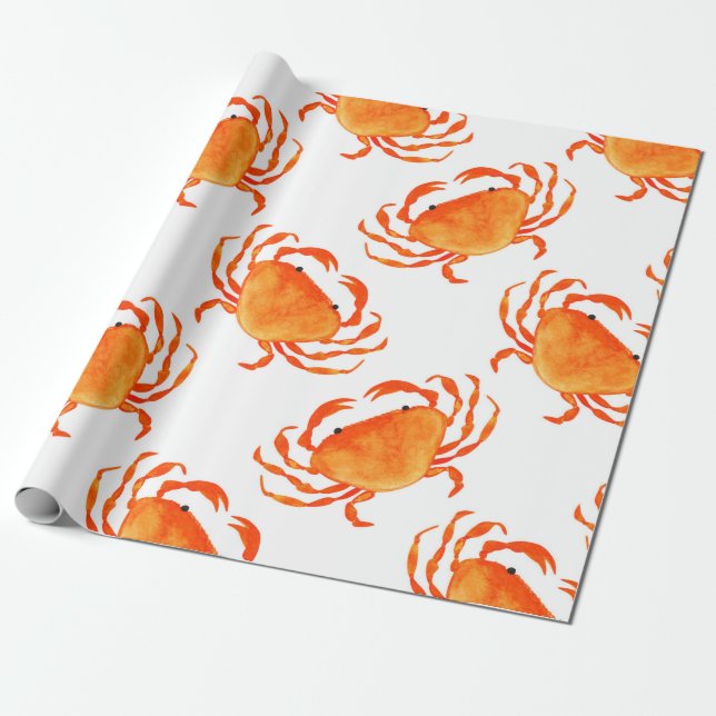 Papier Cadeau Crabes orange sans couture motif (Déroulé)