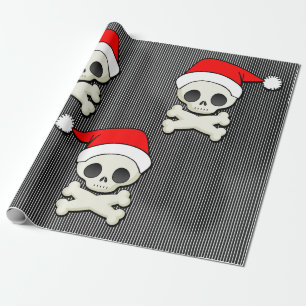 Papier Cadeau Crâne au Père Noël Casquette Goth