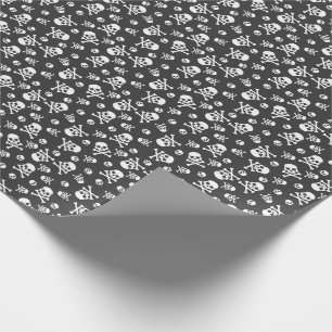 Papier Cadeau Crâne blanc et os pirate