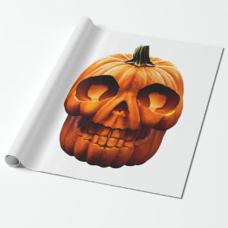 Papier Cadeau crâne citrouille d'halloween