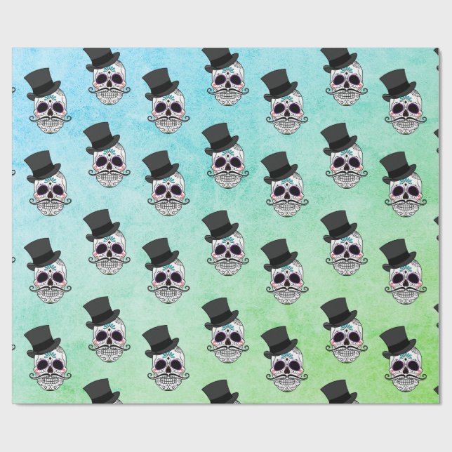 Papier Cadeau Crâne de casquette supérieur de Dia De Los Muertos (Plat)