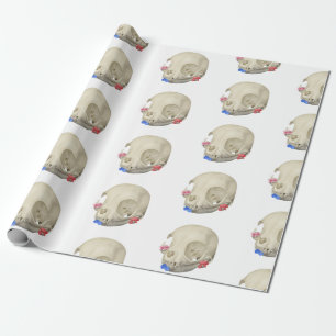 Papier Cadeau Crâne de chat avec Flore