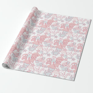 Papier Cadeau Crâne de chat Goth Style japonais Kawaii Coeur Clo