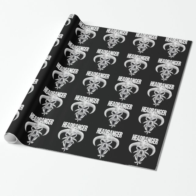 Papier Cadeau Crâne de Headbanger (Déroulé)