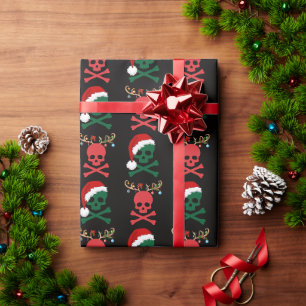 Papier Cadeau Crâne de Père Noël Reindeer de Noël et os