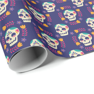 Papier Cadeau Crâne de sucre souriant