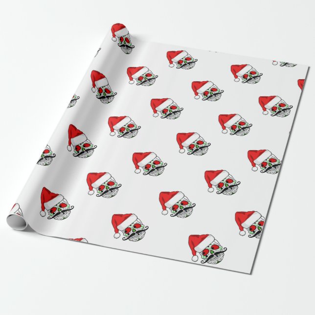 Papier Cadeau Crâne drôle de sucre de Noël (Déroulé)