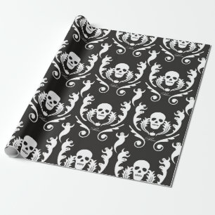 Papier Cadeau Crâne et damassé de fantômes