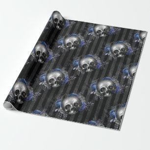 Papier Cadeau Crâne floral gothique Halloween