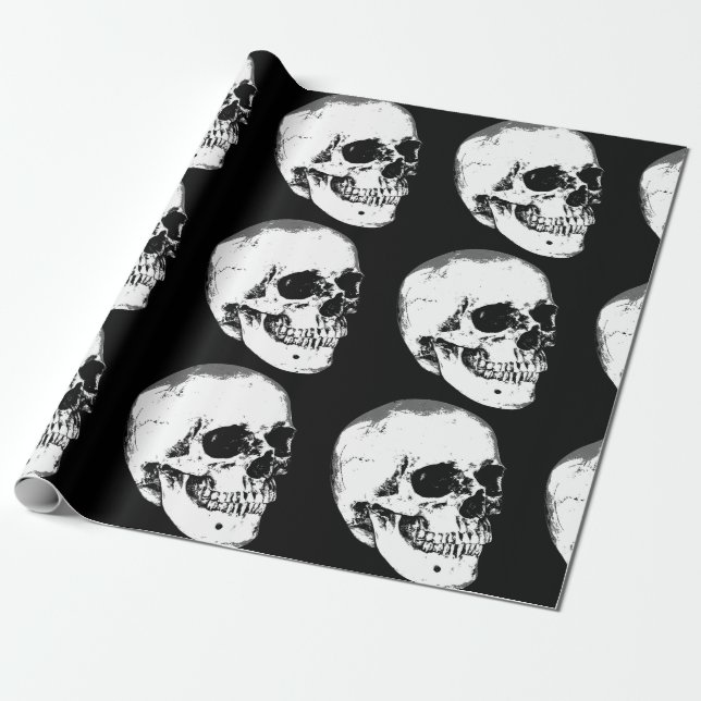 Papier Cadeau Crâne gothique vintage (Déroulé)