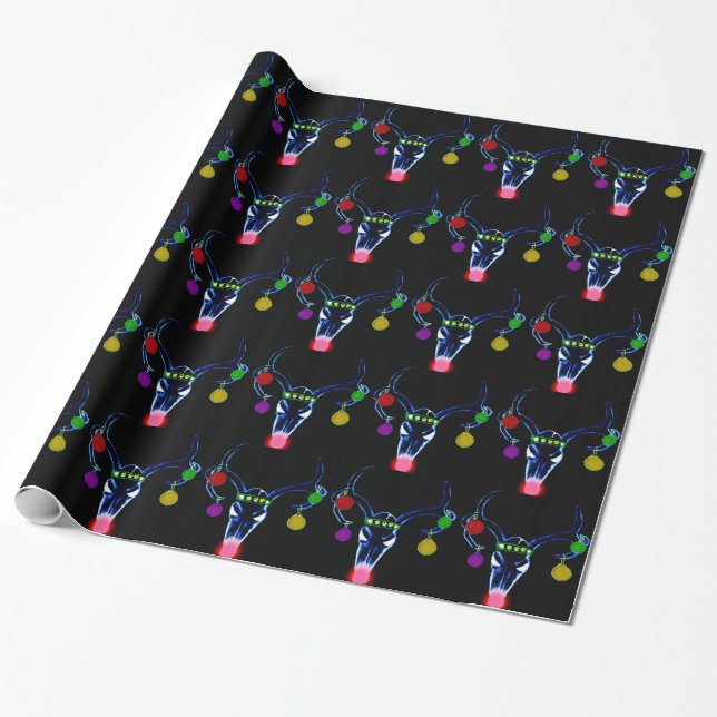 Papier Cadeau Crâne psychédélique de Rudolph (Déroulé)
