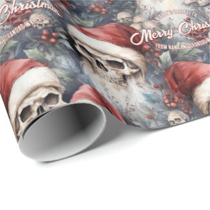 Papier Cadeau Crânes à Santa Hats Noël gothique