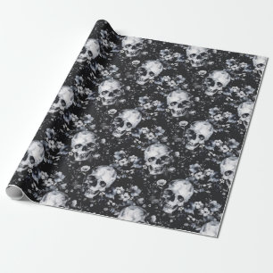 Papier Cadeau Crânes de jardin gothique et goth floral été