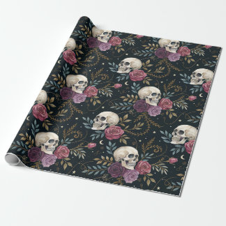 Papier cadeau Crânes et Roses