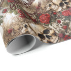 Crânes floraux Roses rouges Mariage gothique Hallo