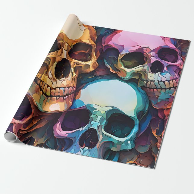 Papier Cadeau Crânes funky (Déroulé)