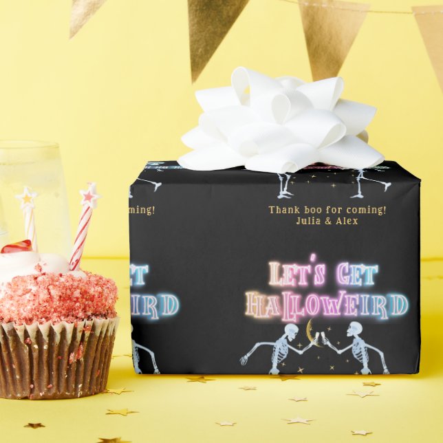 Papier Cadeau Crânes néon Halloween squelettes dansants Hallowei (Fête d'anniversaire)
