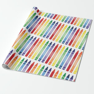 Papier Cadeau Crayons arc-en-ciel colorés Motif