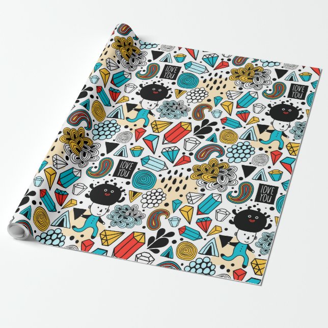 Papier Cadeau Crazy head (Déroulé)