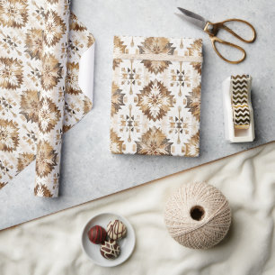 Papier Cadeau Cream Brown Native Tribal