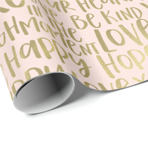 Papier Cadeau Cream Peach Gold Mots Inspirants