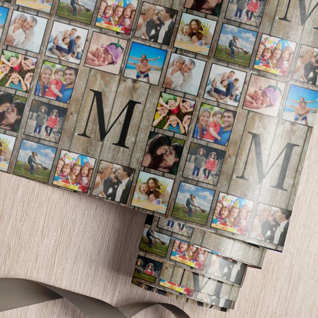 Papier Cadeau Create Your Custom Photo Collage Rustic Farmhouse (Créateur téléchargé)
