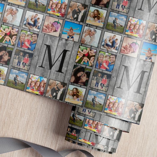 Papier Cadeau Create Your Custom Photo Collage Rustic Farmhouse (Créateur téléchargé)
