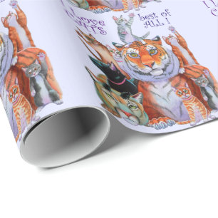 Papier Cadeau Créatures Grand et Petit Chat!