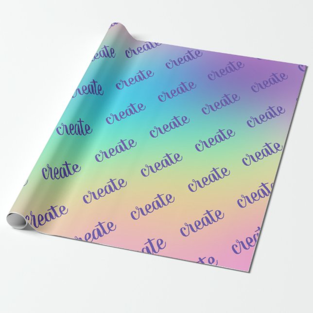 Papier Cadeau "Créer" Pastel Arc-en-Ciel papier d'enveloppement  (Déroulé)