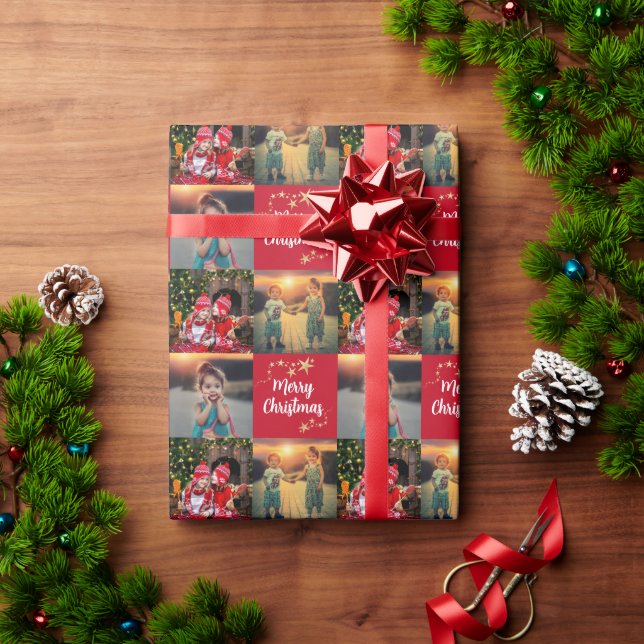 Papier Cadeau Créer votre propre photo Joyeux script de Noël (Cadeau de vacances)