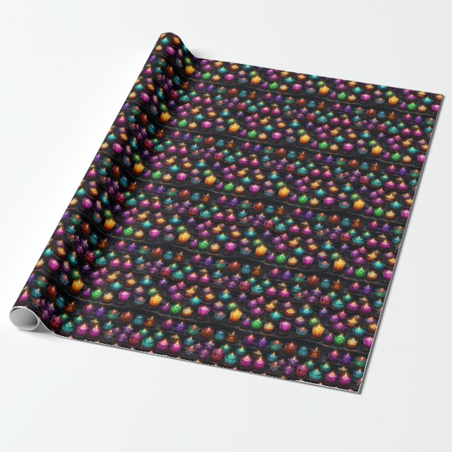 Papier Cadeau Créez vos propres bougies d'autel colorées noires (Déroulé)