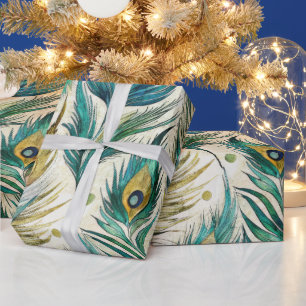Papier Cadeau Créez vos propres plumes de paon à pois