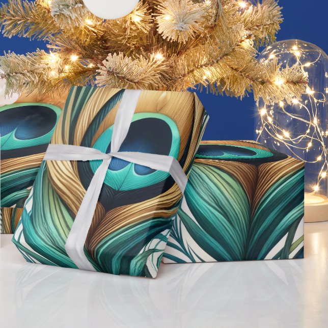 Papier Cadeau Créez vos propres plumes de paon dorées (Vacances)