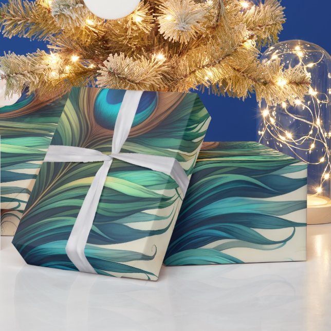 Papier Cadeau Créez vos propres plumes de paon enchanteurs (Vacances)