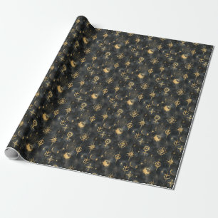 Papier Cadeau Créez Vos Propres Symboles Magiques en Or Noir