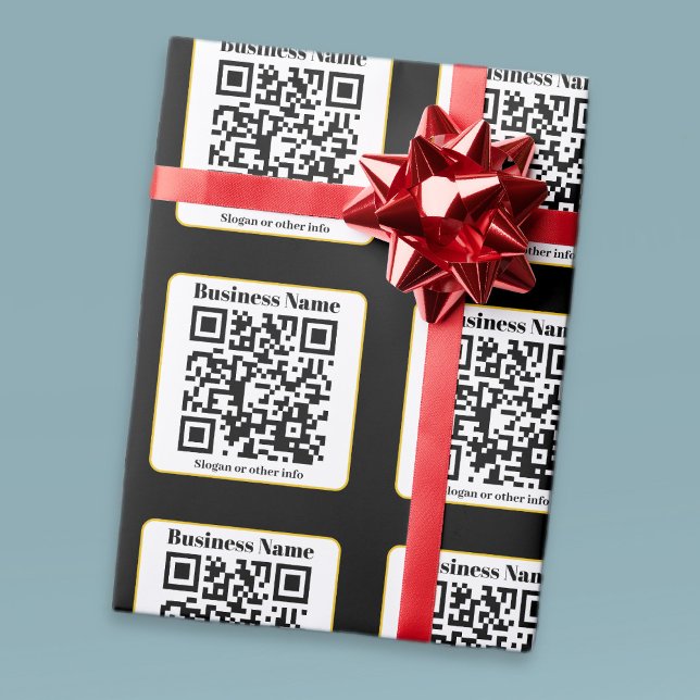 Papier Cadeau Créez votre propre code QR | Bordure noire blanche (Créateur téléchargé)