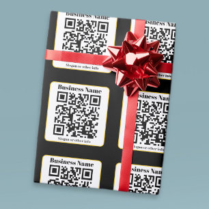 Papier Cadeau Créez votre propre code QR Bordure noire et or