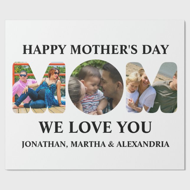 Papier Cadeau Créez votre propre collage photo 3 Happy Mothers d (Plat)