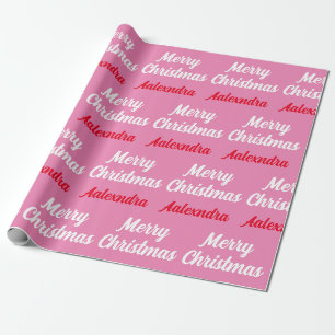 Papier Cadeau Créez votre propre nom Pink Christmas