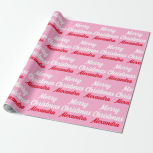 Papier Cadeau Créez votre propre nom Pink Christmas