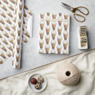 Papier Cadeau Crème de glace dure Vanille Scoop Cake Cone Desser