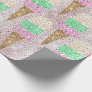 Papier Cadeau Crème de glace Mint rose Pastel ivoire légèrement 