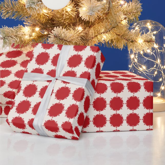 Papier Cadeau Crème de Noël et rouge (Vacances)