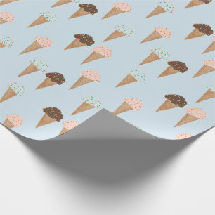 Papier Cadeau Crème glacée avec arrosage bleu motif emballage ca