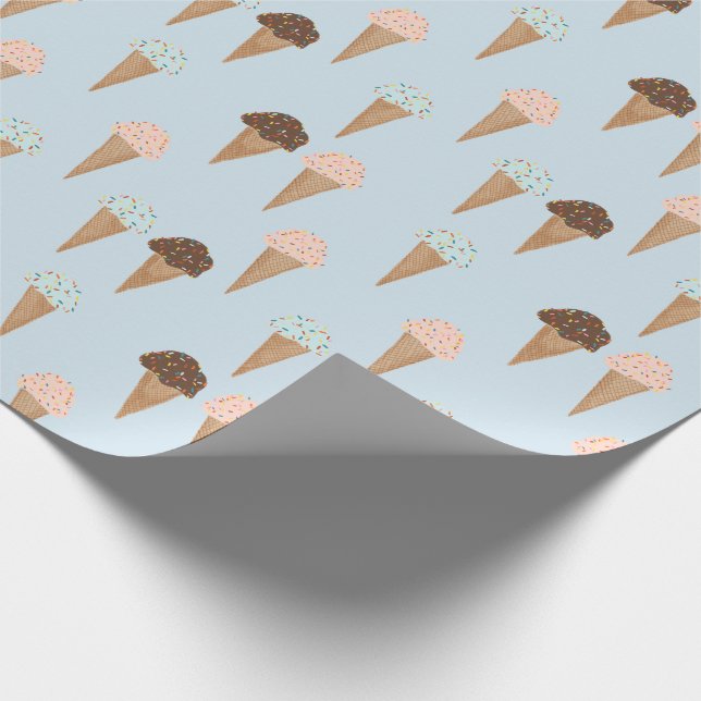 Papier Cadeau Crème glacée avec arrosage bleu motif emballage ca (Coin)