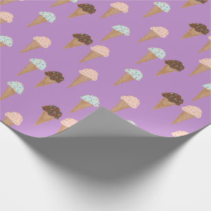 Papier Cadeau Crème glacée avec arrosage motif violet envelopper